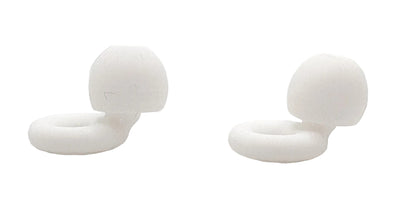 Two white ceramic rings on a light gray background