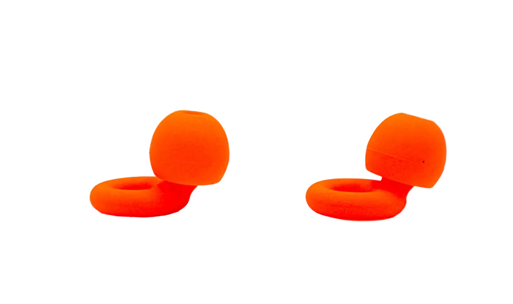 Two orange ollybud ear loops on a white background
